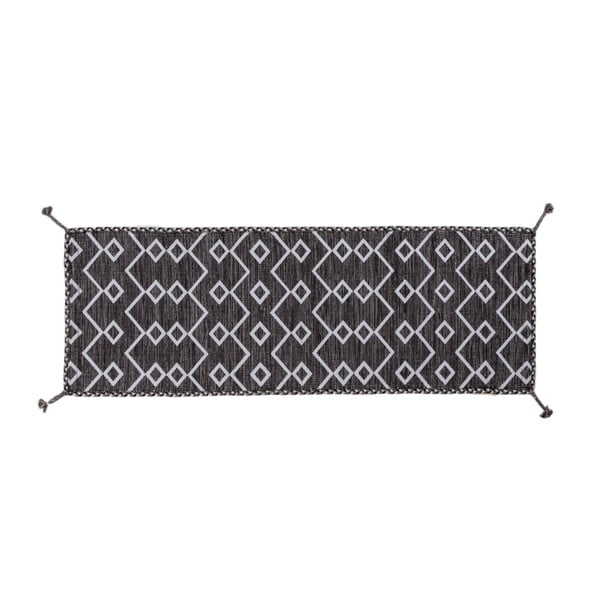 Čierno-biely ručne tkaný behúň Navaei & Co Kilim Ethnic 104, 180 x 60 cm