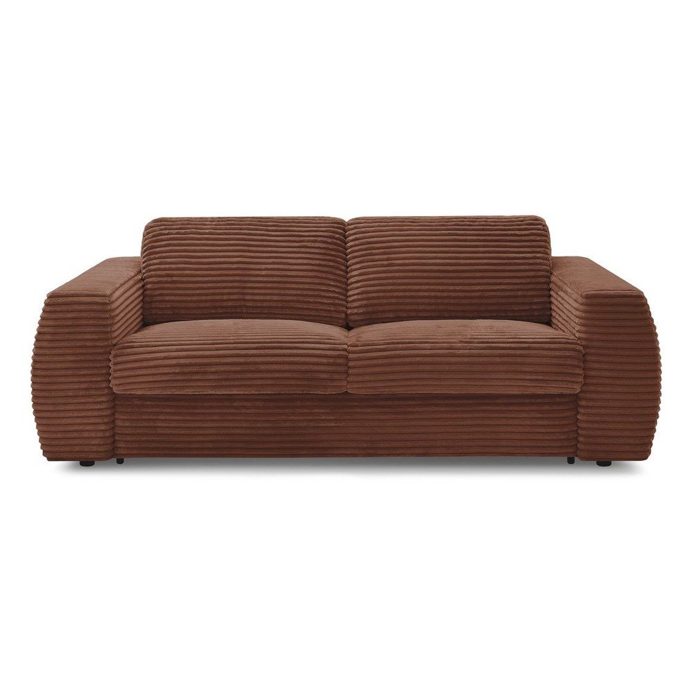 Oranžová menčestrová pohovka na každodenné spanie/rozkladacia 220 cm Hugo – Bobochic Paris