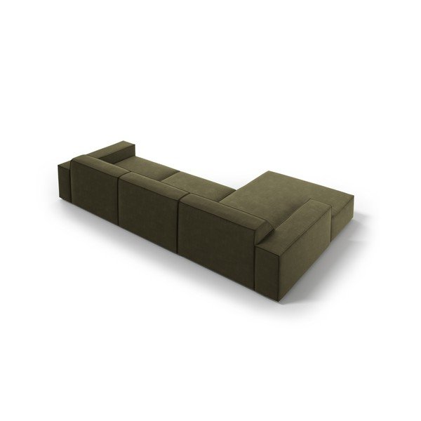 Khaki zamatová modulárna rohová pohovka (ľavý roh/s leňoškou) Jodie – Micadoni -image-3