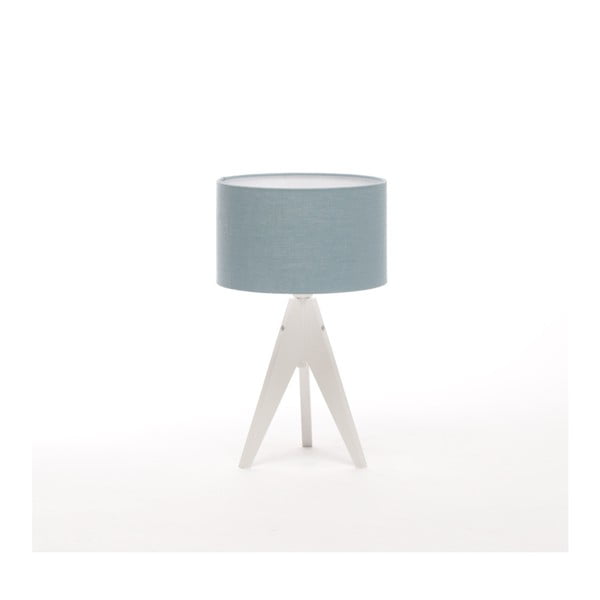 Modrá stolová lampa 4room Artist, biela lakovaná breza, Ø 25 cm