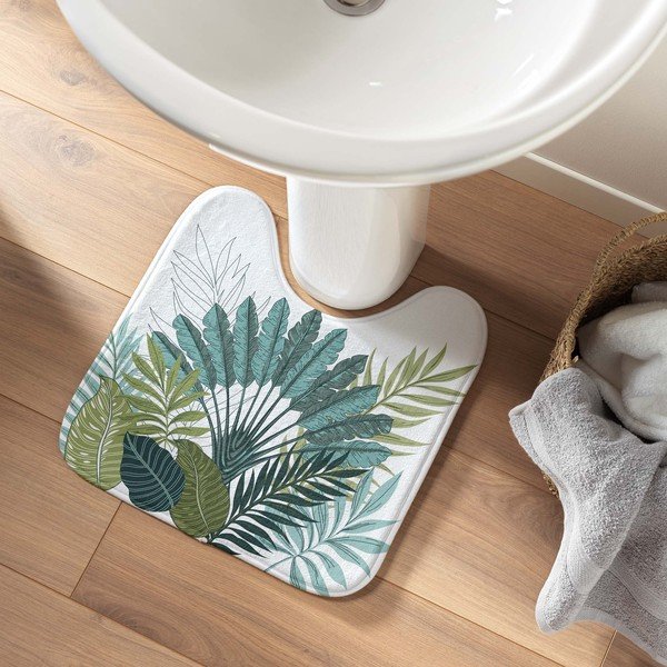 Bielo-zelená WC kúpeľňová predložka 45x45 cm Panazio – douceur d'intérieur-image-1