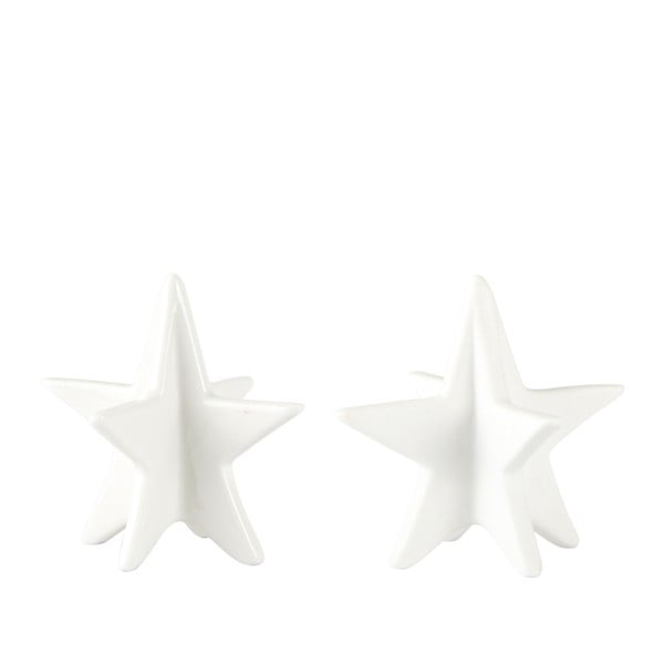Sada 2 dekoratívnych hviezd KJ Collection White Matt, 8 cm