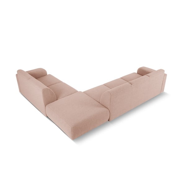 Ružová rohová pohovka z textílie bouclé (pravý roh) Molino – Micadoni Home-image-3