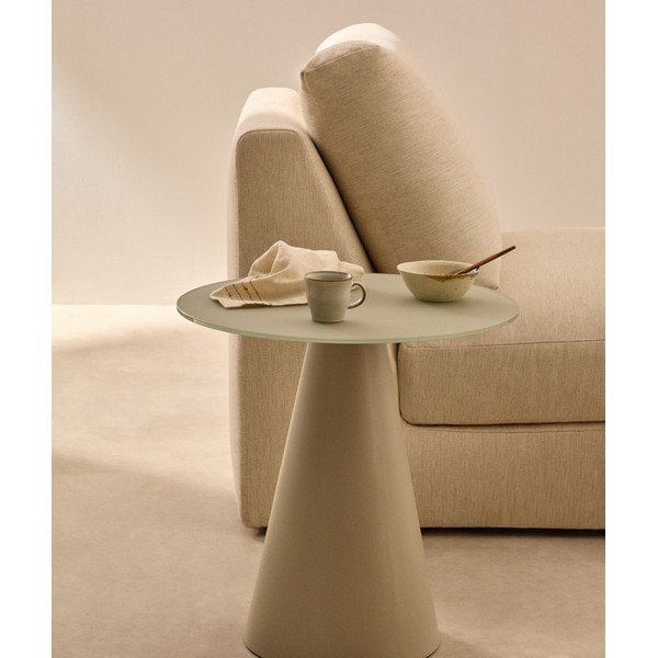 Okrúhly odkladací stolík so sklenenou doskou ø 50 cm Wilshire – Kave Home-image-1
