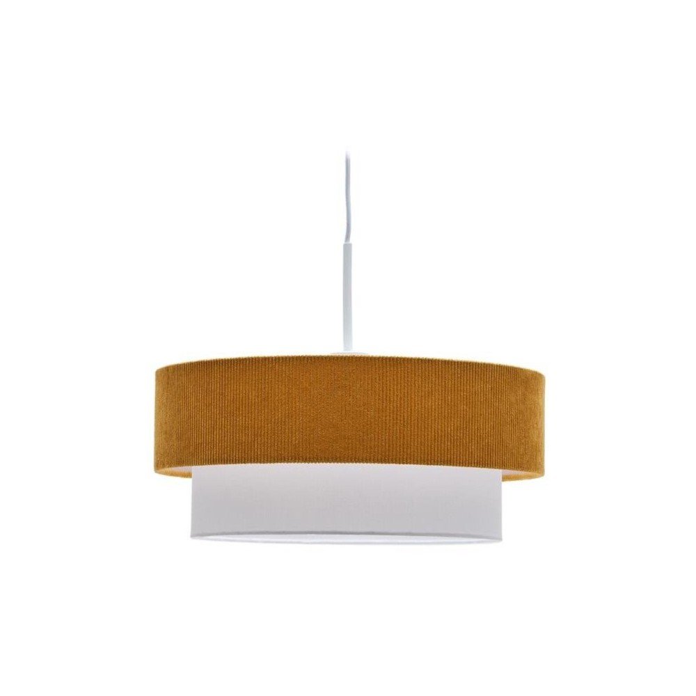 E-shop Detský luster v horčicovej farbe/biely s textilným tienidlom Bianella – Kave Home