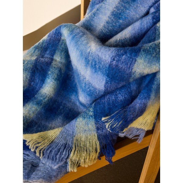 Modrá deka s prímesou vlny 140x200 cm Loom – Hübsch-image-2