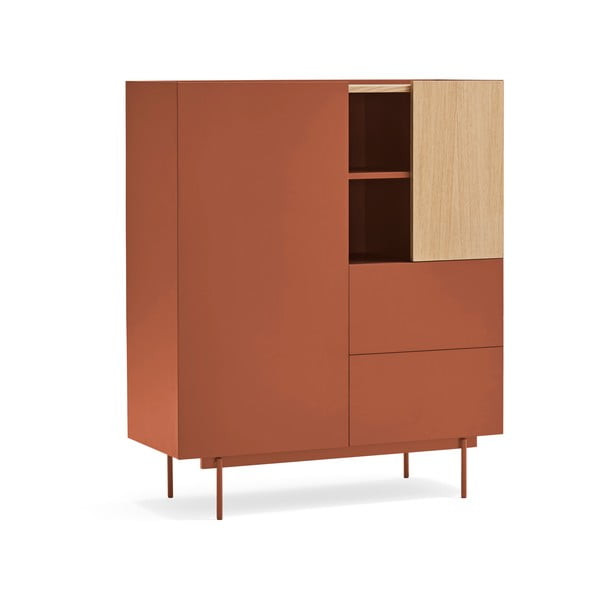 Vysoká komoda v dekore duba v tehlovo-prírodnej farbe 100x120 cm Otto – Teulat-image-2