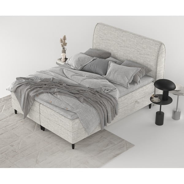 Svetlosivá boxspring posteľ s úložným priestorom 200x200 cm Melba – Maison de Rêve-image-2