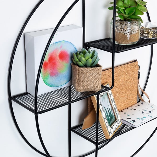 Čierna poschodová kovová polica 55 cm Across – Kave Home-image-2