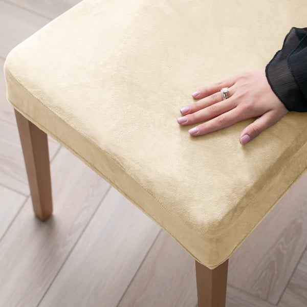 Béžové napínacie poťahy v súprave 4 ks na stoličku 48 cm Sento – Restilo-image-1