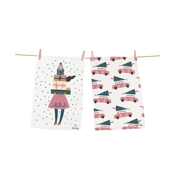 Vianočné bavlnené utierky v súprave 2 ks 50x70 cm A Lots of Gifts – Butter Kings