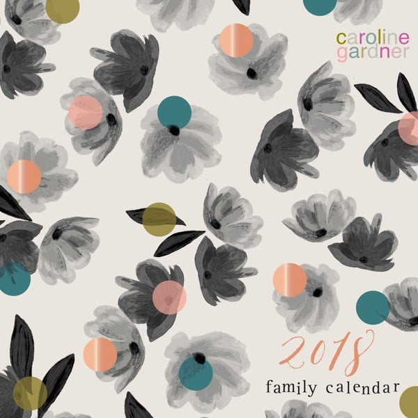 Nástenný rodinný kalendár na rok 2018 Portico Designs Caroline Gardner Rose Tinted
