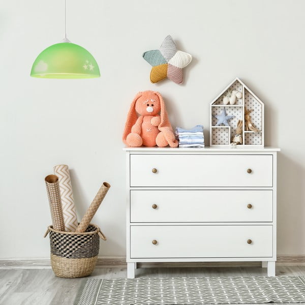 Zelené detské svietidlo so skleneným tienidlom ø 30 cm Day & Night – LAMKUR-image-2