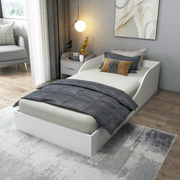 Biela jednolôžková posteľ 90x190 cm Oya – Kalune Design-image-1