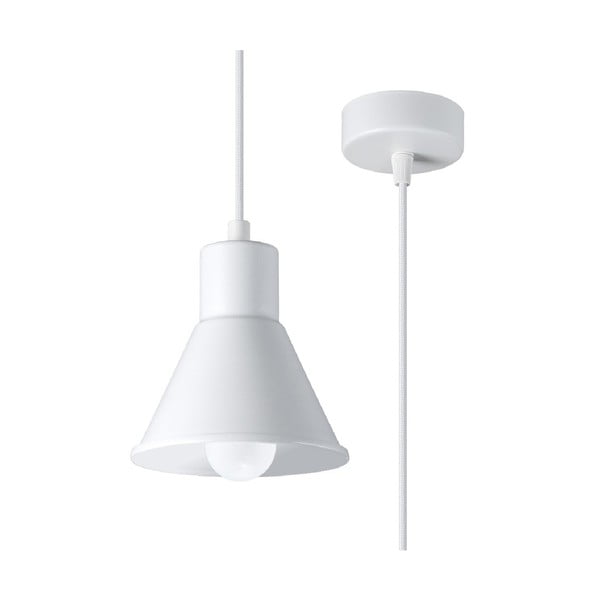 Biele závesné svietidlo s kovovým tienidlom 14x14 cm Martina - Nice Lamps