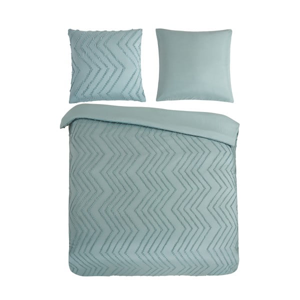 Svetlozelené predĺžené obliečky na dvojlôžko z mikrovlákna 200x220 cm Pure Zigzag – Good Morning