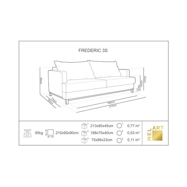 Červená rozkladacia trojmiestna pohovka Melart Frederic-image-2