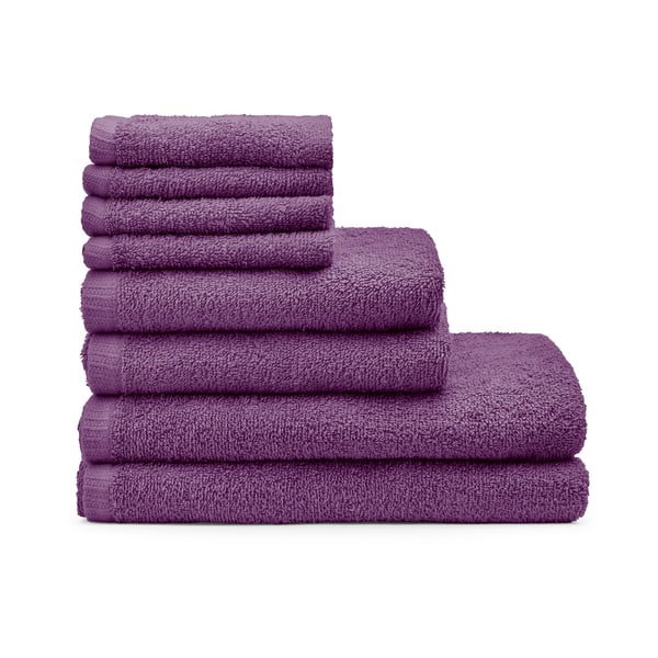 Fialové rýchloschnúce/froté bavlnené uteráky a osušky v súprave 8 ks Quick Dry – Catherine Lansfield