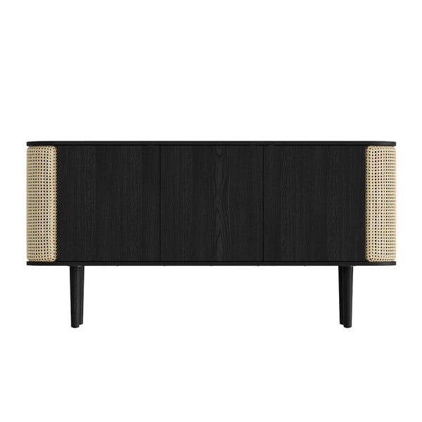 Nízka komoda v dekore duba v čierno-prírodnej farbe 150x75 cm Treasures – UMAGE-image-3