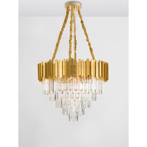 Kovové závesné svietidlo v zlatej farbe s krištáľovým tienidlom ø 73 cm Grane – Nova Luce-image-3