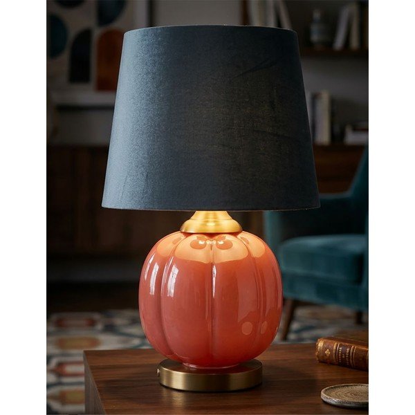 Červená/modrá sklenená stolová lampa s textilným tienidlom (výška  50 cm) Helene – Mauro Ferretti-image-1