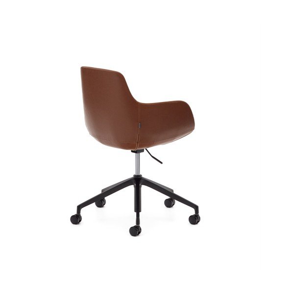 Koňakovohnedá kancelárska stolička z imitácie kože Tissiana – Kave Home-image-4