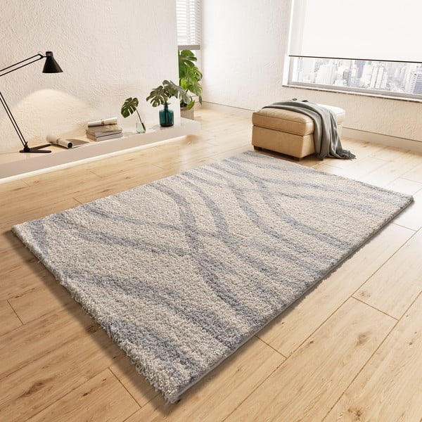 Koberec vo svetlosivej a krémovej farbe 133x190 cm Helia – Universal-image-1