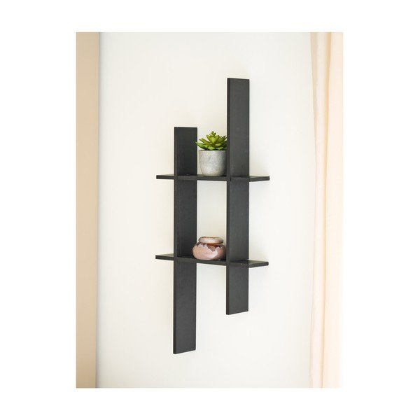Čierna poschodová polica z borovicového dreva 86 cm Mostar – House Nordic-image-1