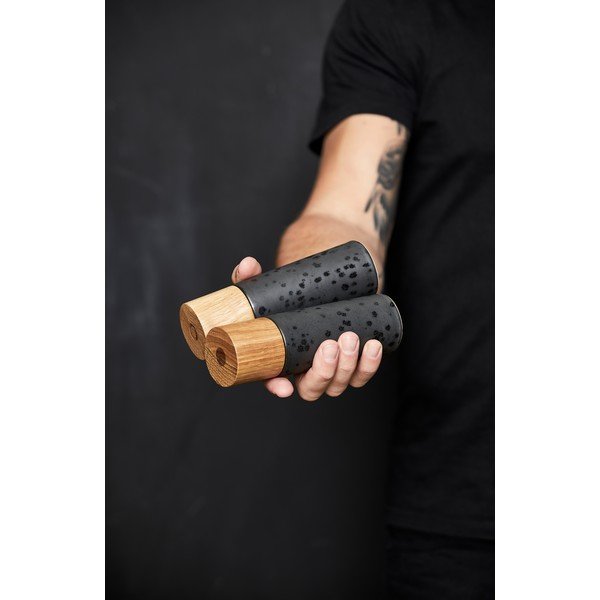 Čierna keramická súprava mlynčekov na korenie a soľ 2 ks Gastro Black – Bitz-image-1