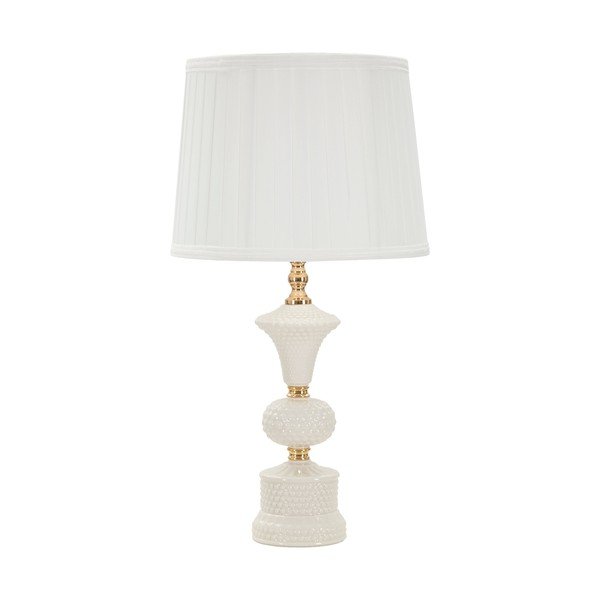 Biela stolová lampa s textilným tienidlom (výška 57 cm) Caserta – Mauro Ferretti