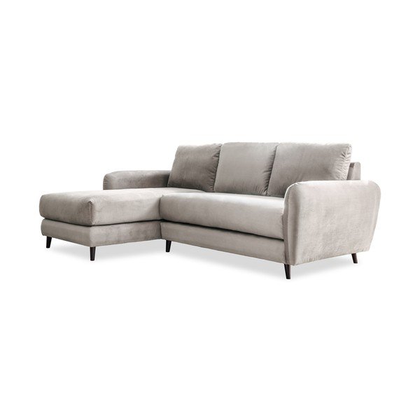 Béžová zamatová rohová pohovka s podnožkou Miuform Cosy Claire, ľavý roh