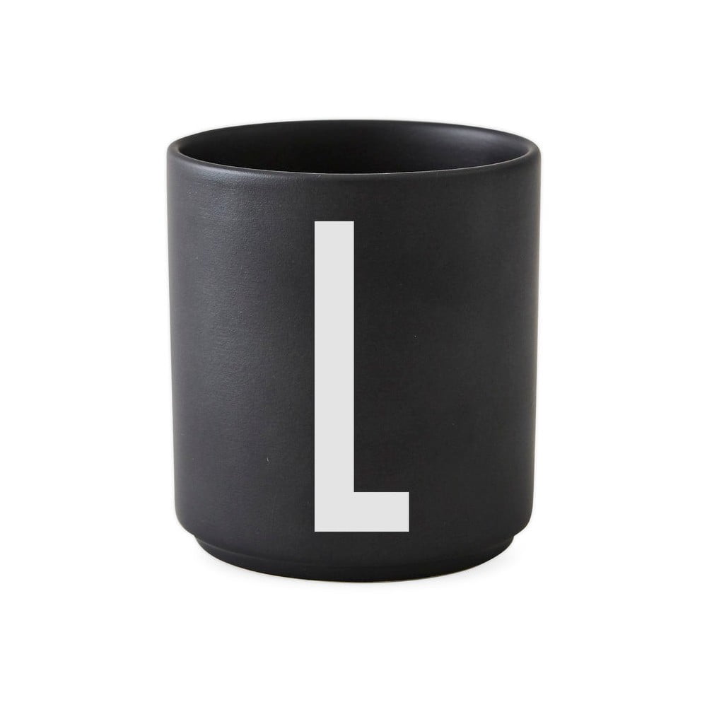 Čierny porcelánový hrnček Design Letters Alphabet L, 250 ml