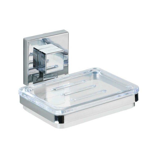 Samodržiaca plastová súprava doplnkov do kúpeľne v lesklo striebornej farbe Quadro – Wenko-image-4