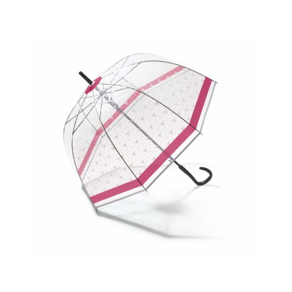 Transparentný dáždnik s ružovými detailmi Birdcage Symetric, ⌀ 85 cm