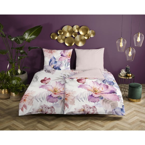 Krémovobiele obliečky na jednolôžko z bavlneného saténu 140x200 cm – Descanso-image-1