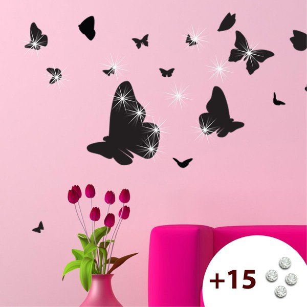 Set samolepky a 15 Swarovski krištáľov Ambience Butterflies-image-1