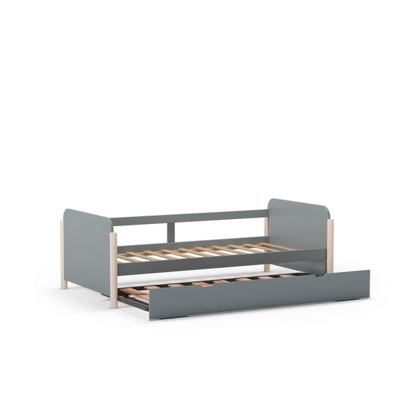 Detská posteľ sivozelená z borovicového dreva s výsuvným lôžkom s roštom 90x190 cm Enola – Marckeric-image-3