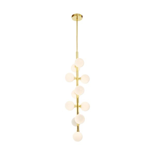 Biele/v zlatej farbe kovové závesné svietidlo so skleneným tienidlom ø 27 cm Trieste – Premier Housewares-image-2