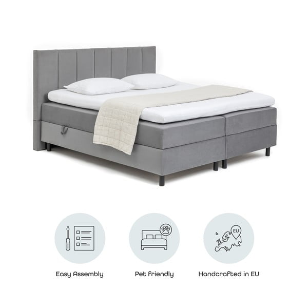 Sivá boxspring posteľ s úložným priestorom 180x200 cm Elva Bold Line – Bonami Selection-image-4