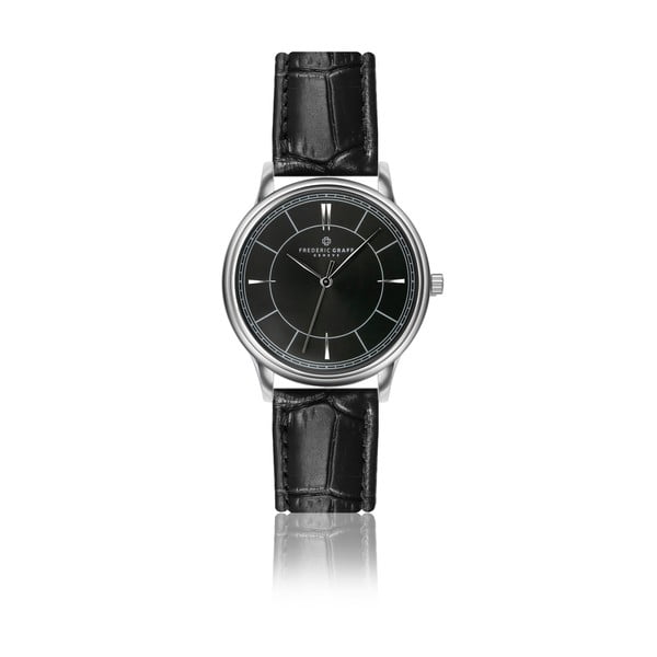 Unisex hodinky s čiernym remienkom z pravej kože Frederic Graff Makalu