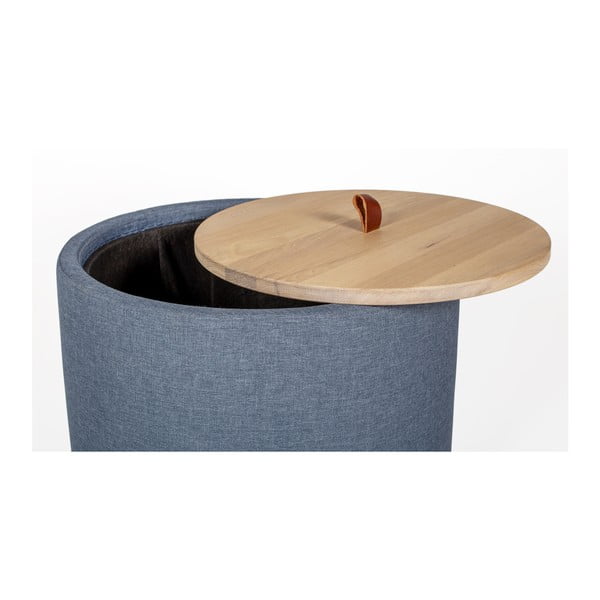 Odkladací stolík v denimovomodrej farbe s odnímateľnou doskou z dubového dreva Askala Ibisco, ⌀ 56 cm-image-1