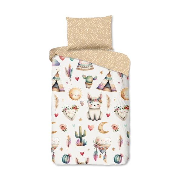 Béžové bavlnené detské obliečky na jednolôžko 140x200 cm Luz – Good Morning