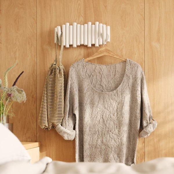 Biely nástenný vešiak z borovicového dreva Picket – Umbra-image-1