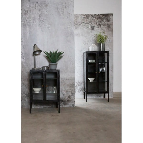 Čierna vitrína Canett Nino, výška 131 cm-image-2