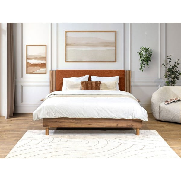 Oranžová dvojlôžková posteľ s roštom 140x190 cm Lior – Bobochic Paris-image-1