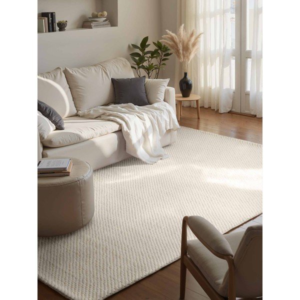 Krémovobiely ručne tkaný vlnený koberec 140x200 cm Lyon Beans – Elle Decoration-image-1