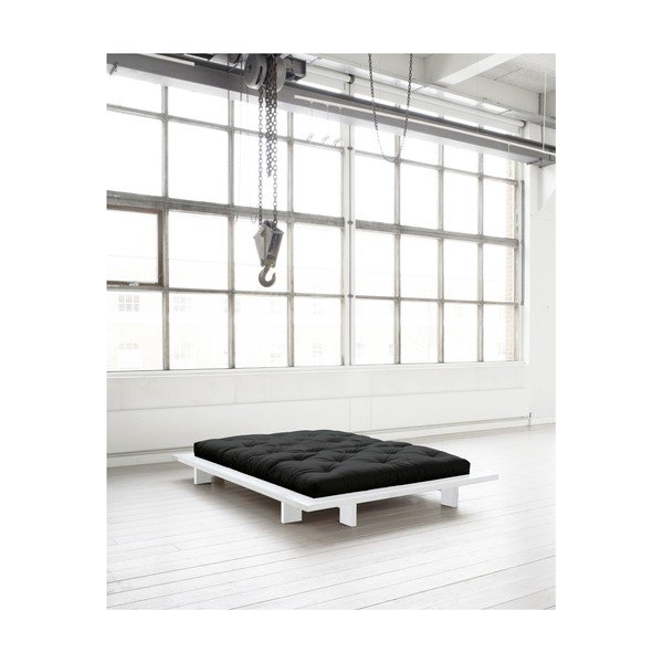 Dvojlôžková posteľ z borovicového dreva s matracom Karup Design Japan Comfort Mat White/Black, 140 × 200 cm-image-3
