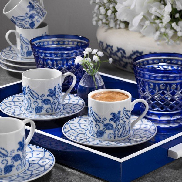 Sada 6 porcelánových šálok s tanierikom Kutahya Ornament, 50 ml-image-1