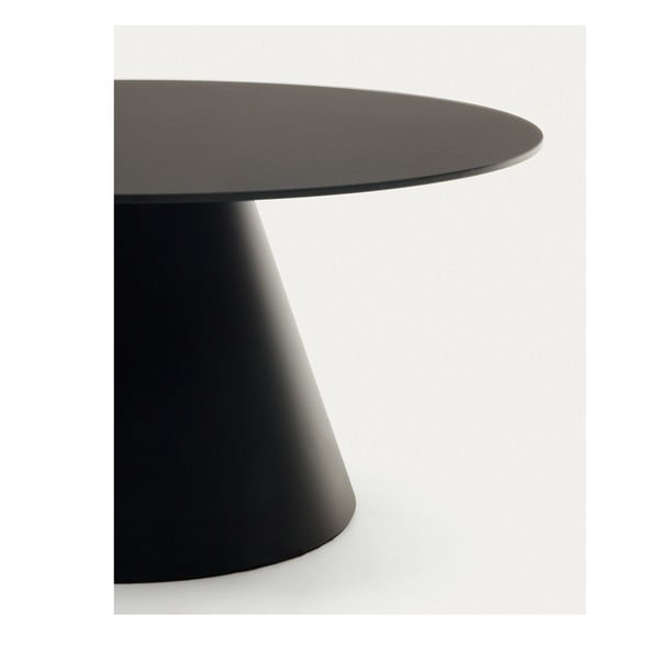Čierny okrúhly konferenčný stolík so sklenenou doskou ø 80 cm Wilshire – Kave Home-image-2