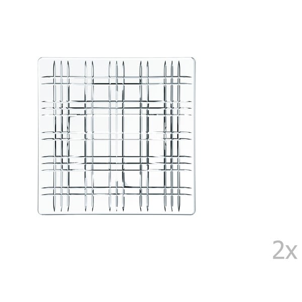 Sada 2 štvorcových tanierov z krištáľového skla Nachtmann Square Platter, 21 × 21 cm